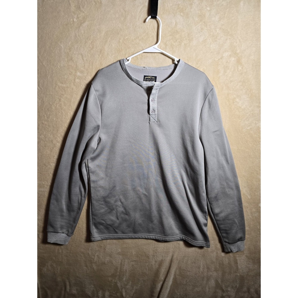 United By Blue Gray Henley Sweatshirt Men's Large Long Sleeve Outdoor Casual.009